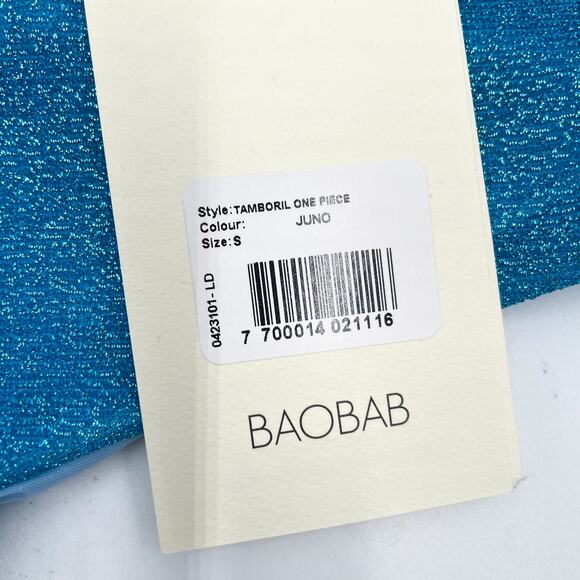 Baobab Tamboril One Piece Swimsuit Juno Blue Glitter One Shoulder Cutout Sz S - Picture 11 of 12